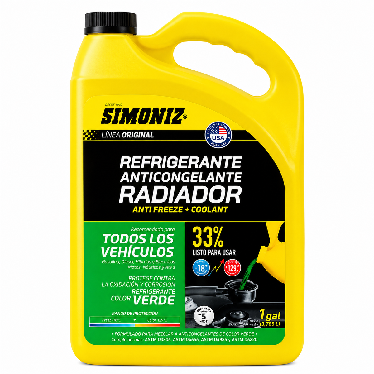 Refrigerante Anticongelante Simoniz 33% Verde 1 Galón