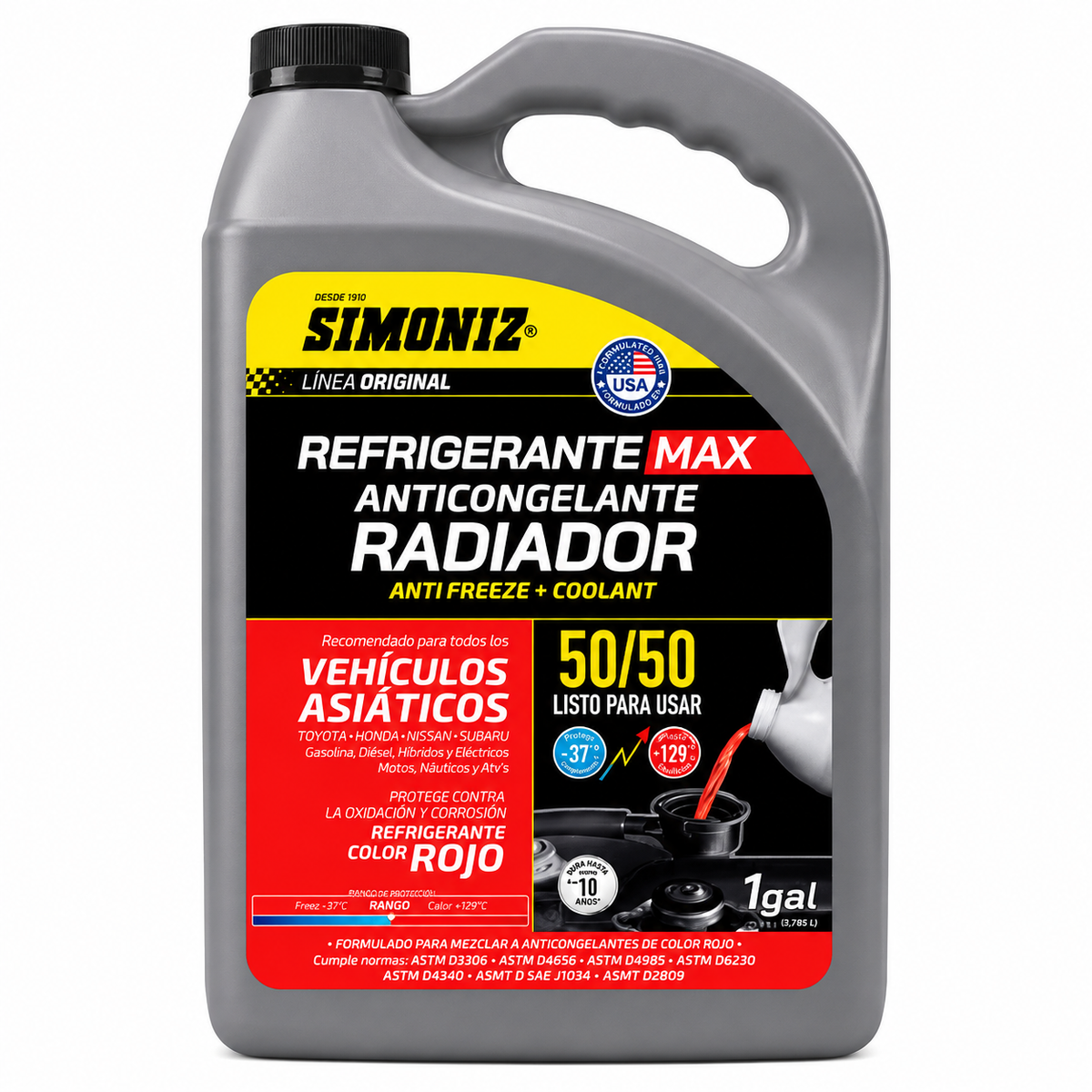 Refrigerante Anticongelante Simoniz 50/50 Rojo 4L